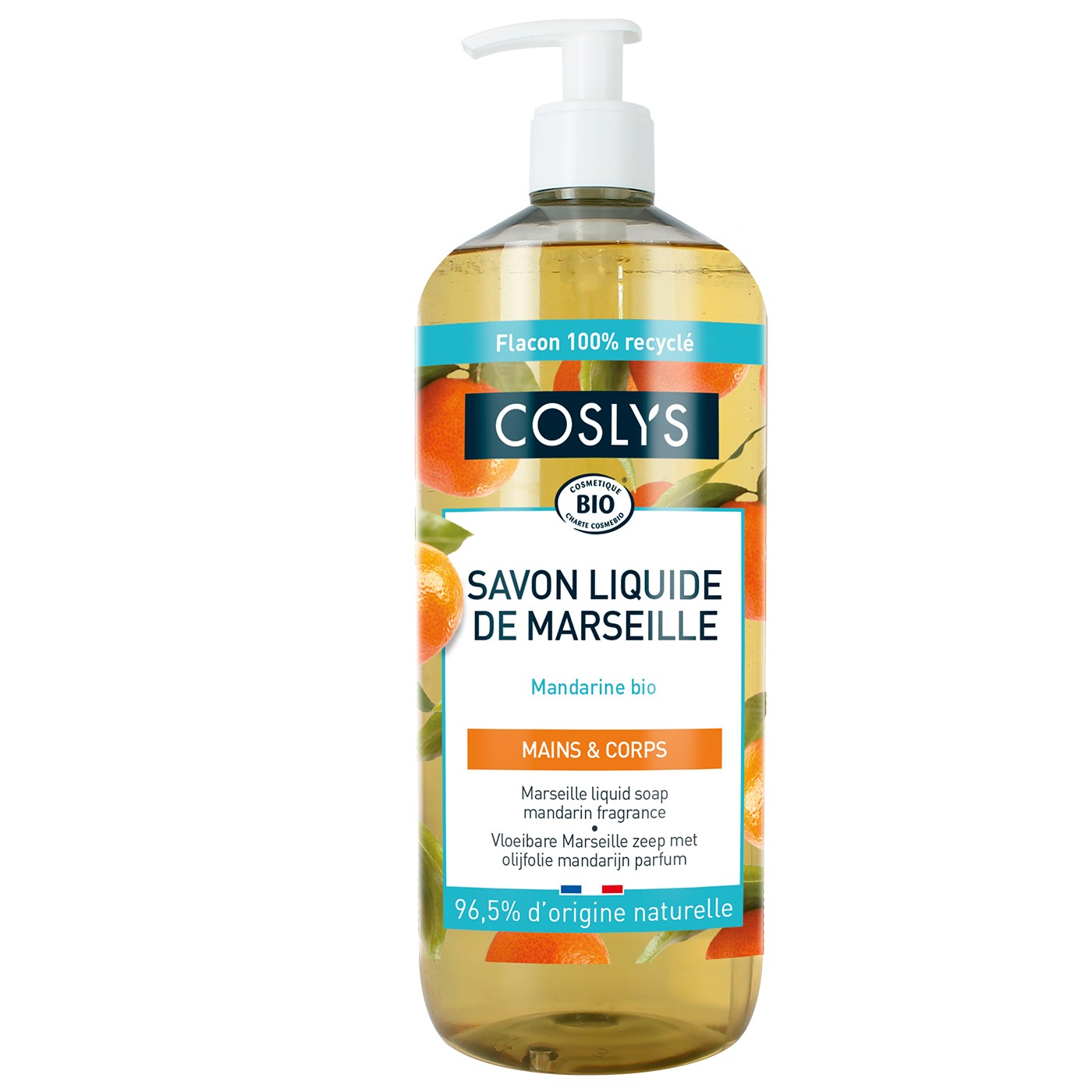 Coslys Jabón de Marsella al aroma de Mandarina 300ml/1L