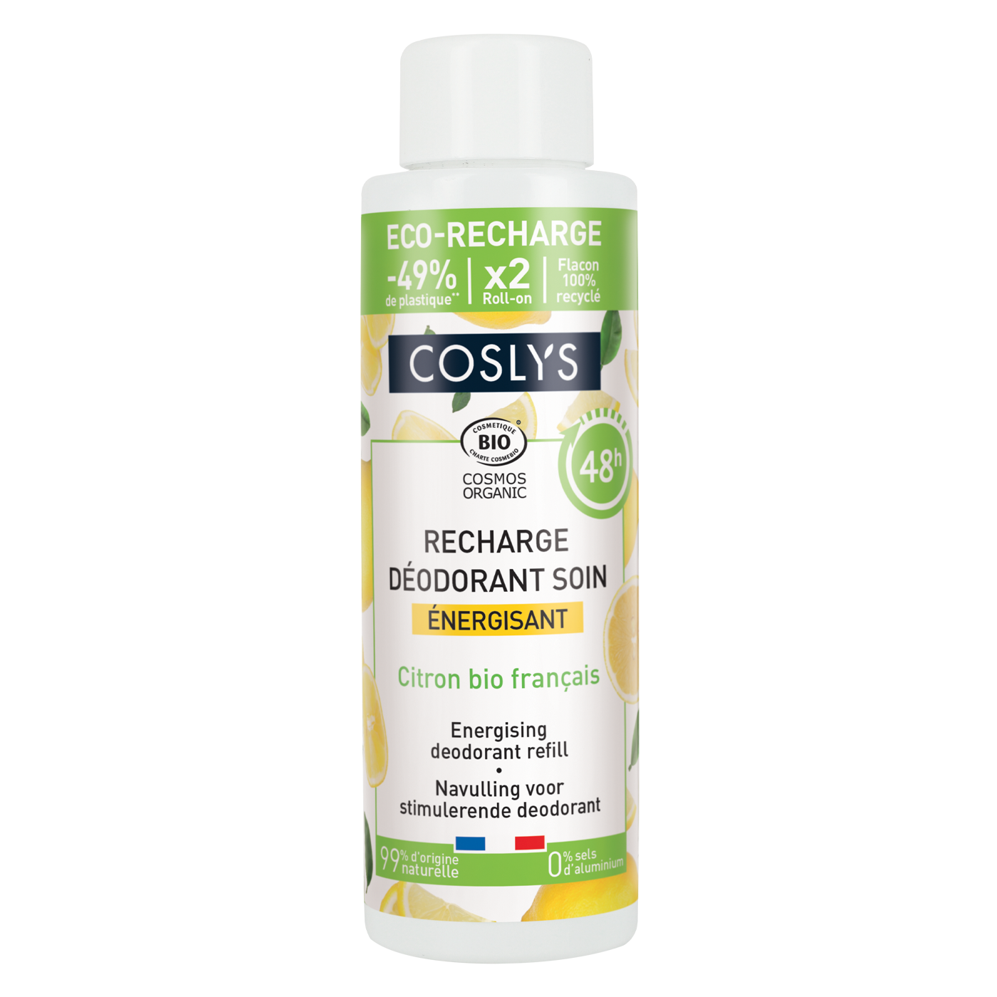 Recarga Desodorante Energizante limón Coslys 100ml.